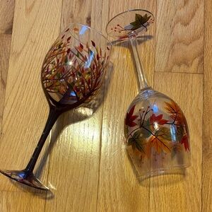 Pier 1 Autumn Leaf Glass Set - Red and Orange